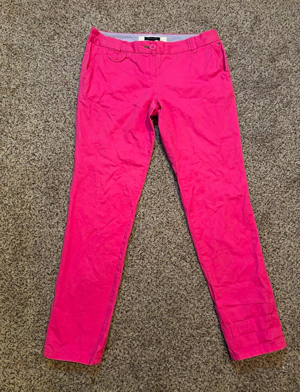 Tommy Hilfiger Men’s Pink Chino Pants Slim Fit Skinny Leg Cotton Twill